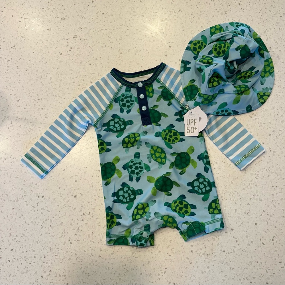 Mud Pie Turtle Rashguard Set